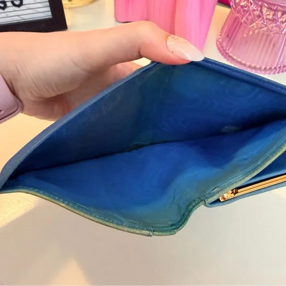 Vintage Chanel Bi-Fold Caviar Leather CC Wallet 1996-1997 Blue 💙 - Picture 11 of 13